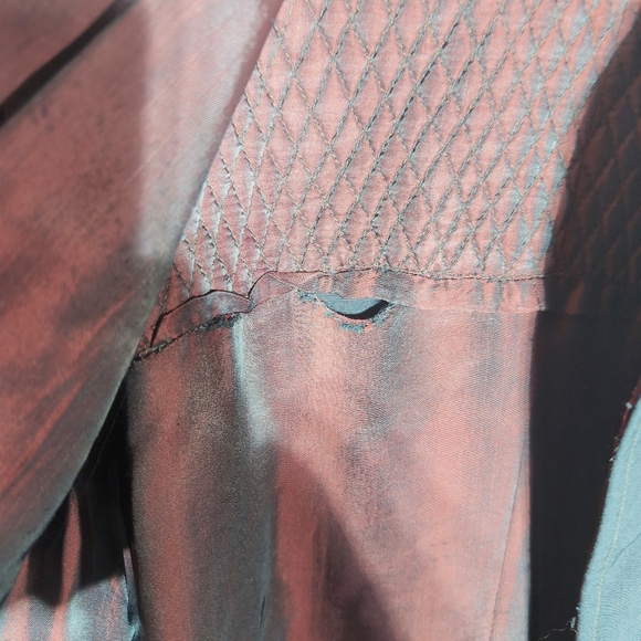 Vintage Gulec Silk Gabardine Rain Jacket sz XL Black w Maroon lining - Picture 5 of 6